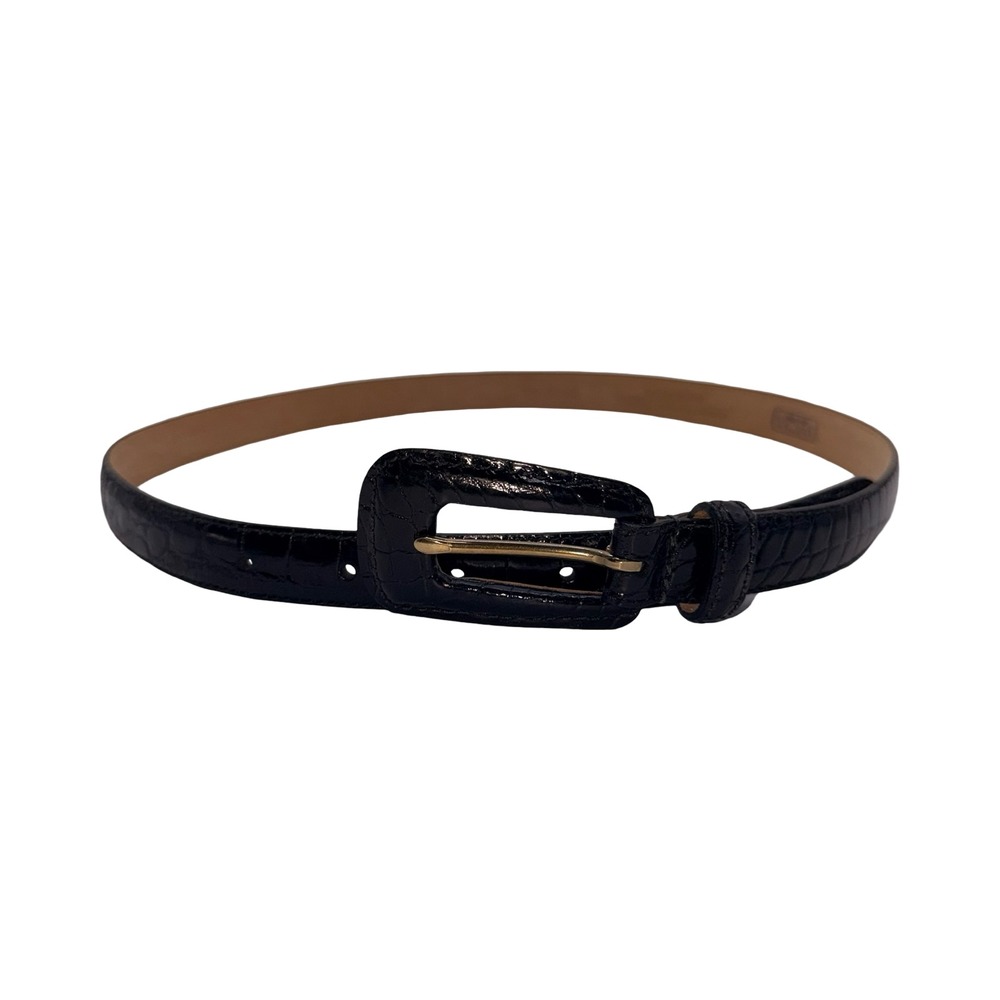 WCM New York Womens Black Skinny American Alligator Belt Size M 3756 01 NWOT